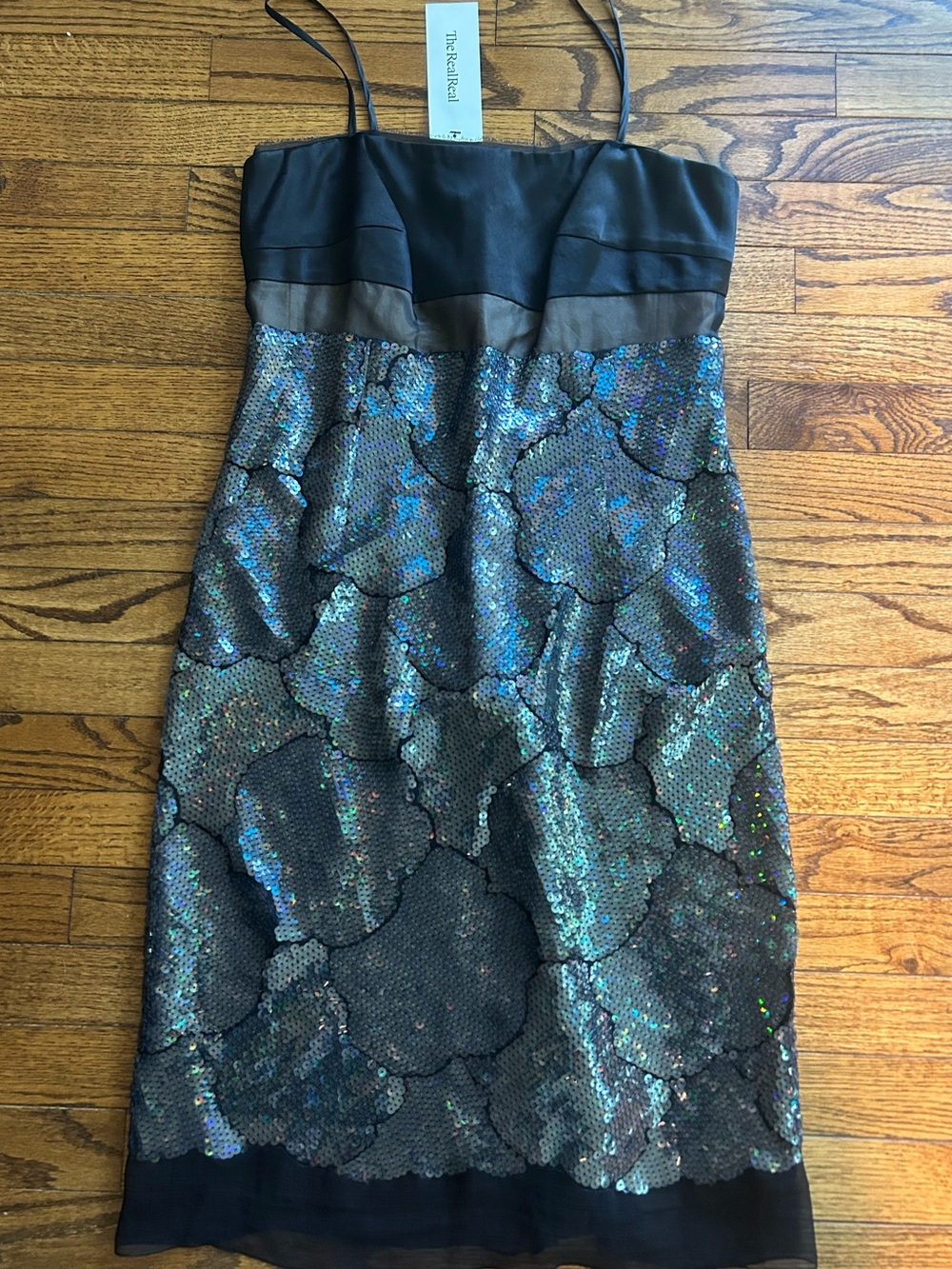 The Limited Black Strapless Iridescent Sequin Cocktail Dress